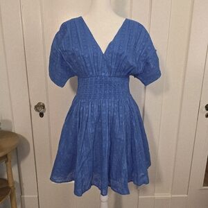 Tecovas Blue Smocked Waist Mini Dress Size L